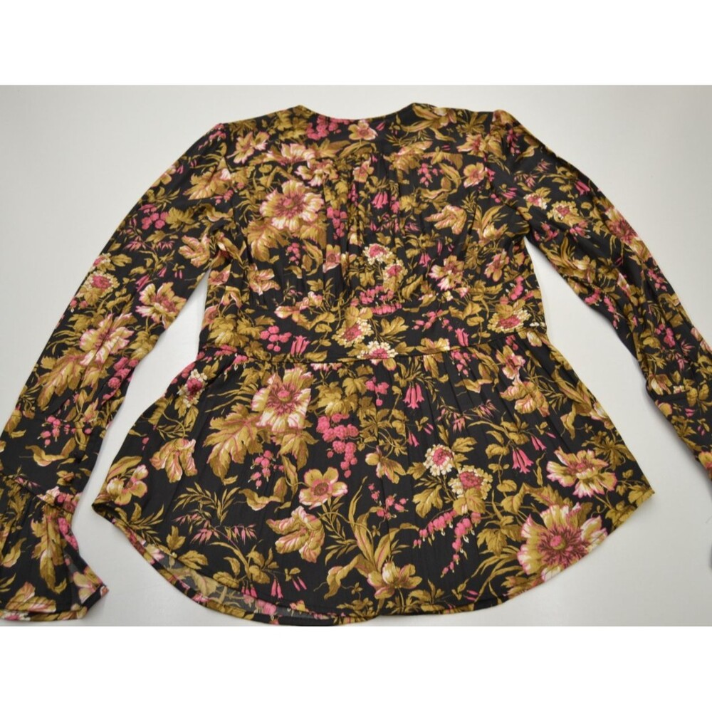 NWT Anthropologie Tunic Top Blouse Shirt Size M Deep-V Floral Long Sleeve Boho - Picture 6 of 13